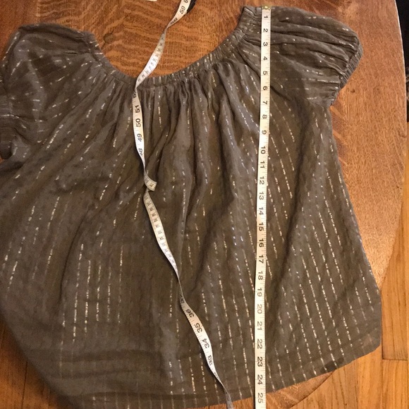Michael Kors Green Silver Striped Button Down Top - Picture 6 of 6